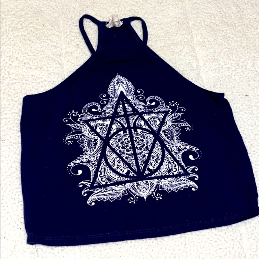 Graphic Racer Back Crop Top